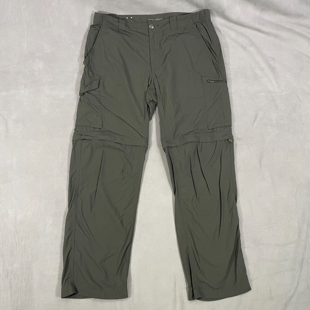 Columbia Omni-Shade Pants Mens 36x30 Green Outdoor Hiking Convertible Cargo